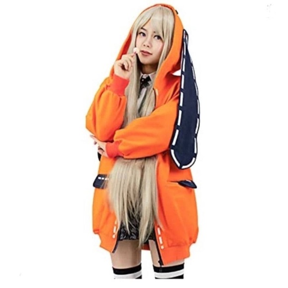 KAKEGURUI NETFLIX ANIME: ORANGE BUNNY COSPLAY COAT WITH EARS - Picture 14 of 16